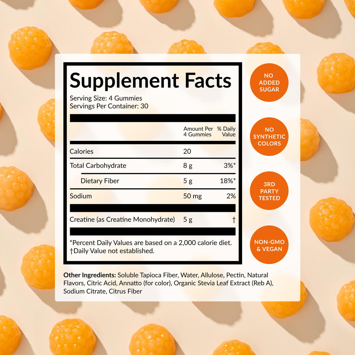 BEAM Gummies de Créatine, flacon ouvert avec gummies visibles