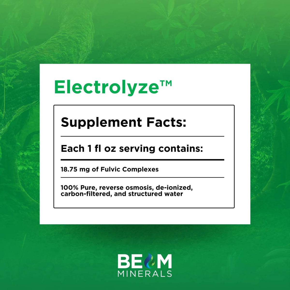 BEAM Minerals Electrolyze 946 ml étiquette avec ingrédients