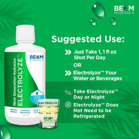 BEAM Minerals Electrolyze 946 ml sur une table