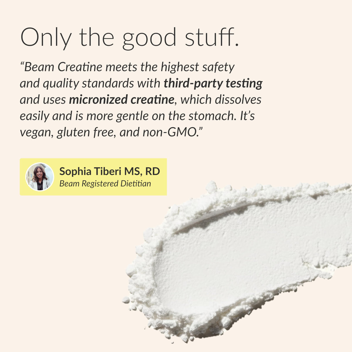 BEAM Poudre de Créatine Monohydrate 372g sur une table avec d'autres compléments