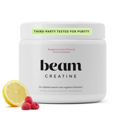 BEAM Poudre de Créatine Monohydrate 5g Arôme Framboise Citron vue avant