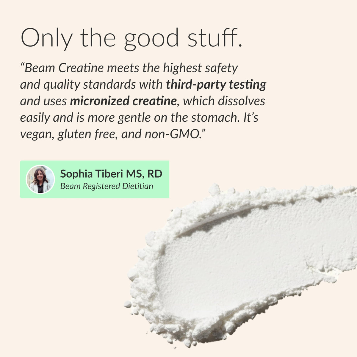 BEAM Poudre de Créatine Monohydrate 5g - Portion dans une cuillère