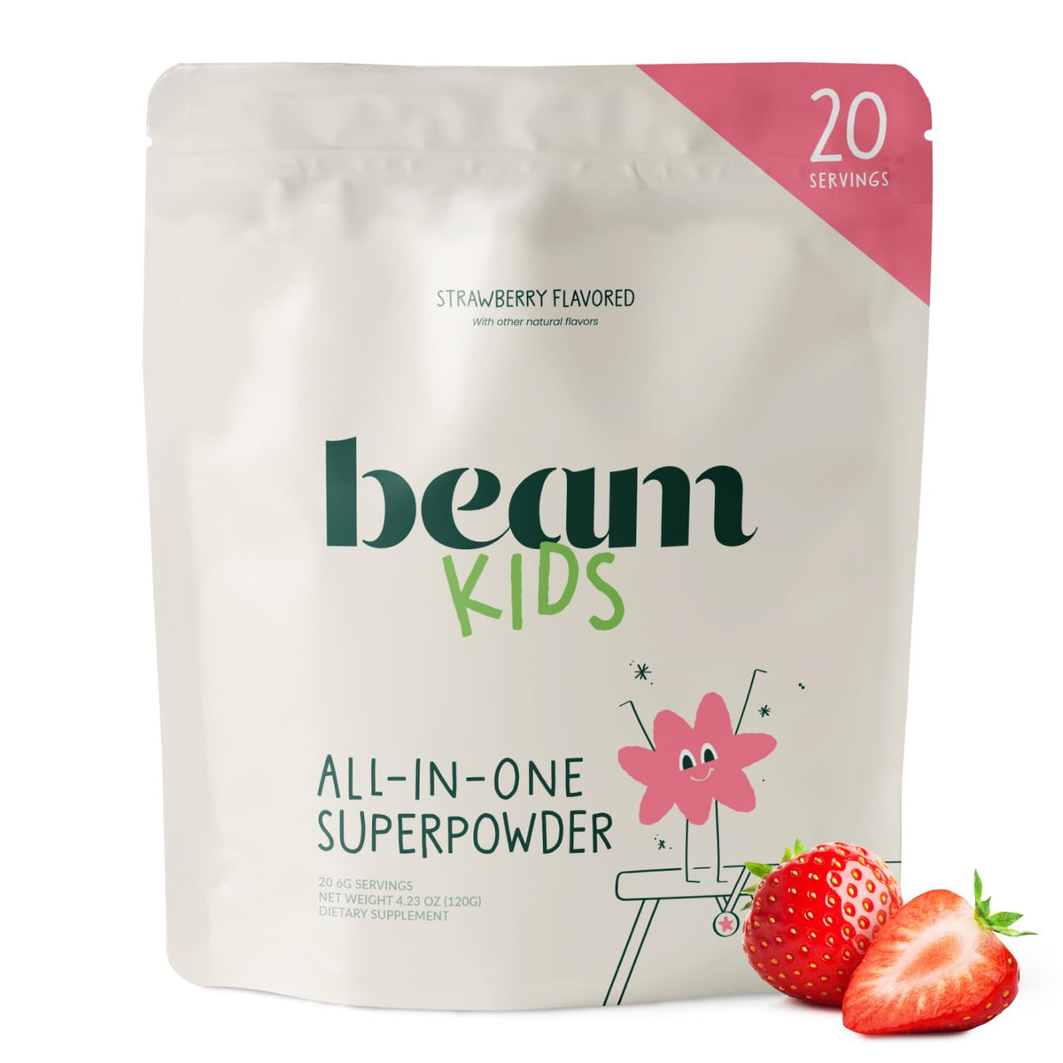 BEAM Poudre Multivitaminée Enfants 20 Portions Saveur Fraise - Vue avant