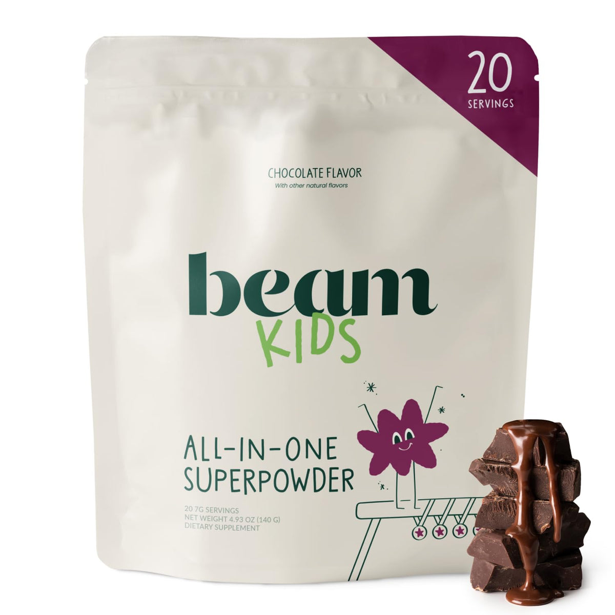 BEAM Poudre Multivitamines Enfants Chocolat 20 Portions vue de face