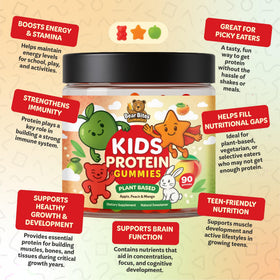 Bear Bites Gummies gummies sur une table avec des fruits frais