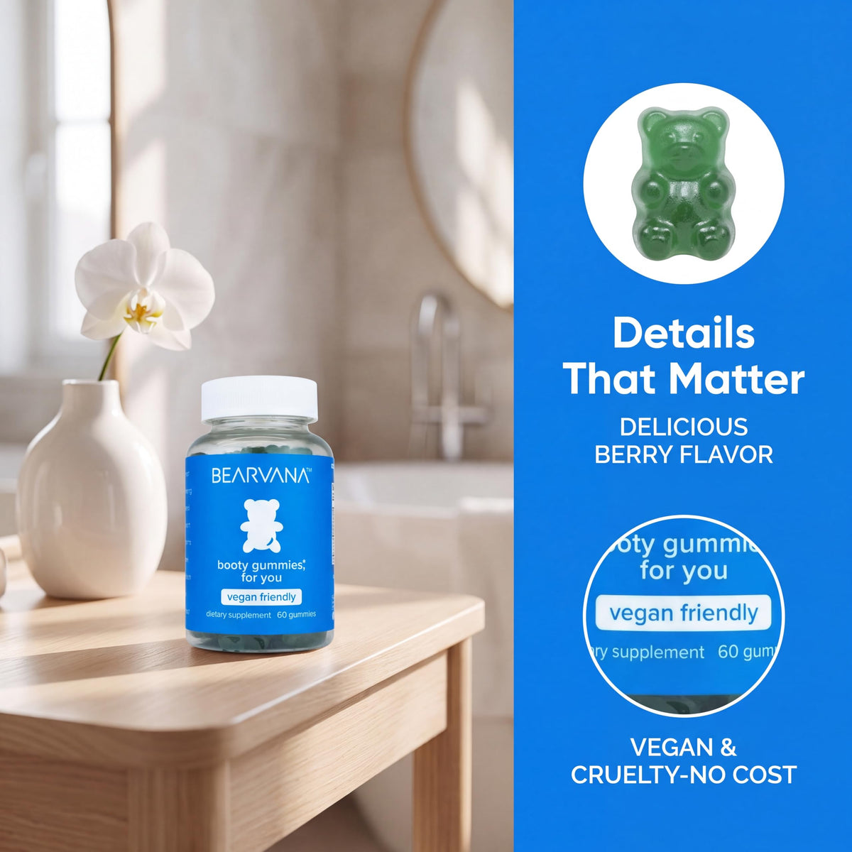 BEARVANA Gummies Multivitamines Femme gummies sous un éclairage naturel
