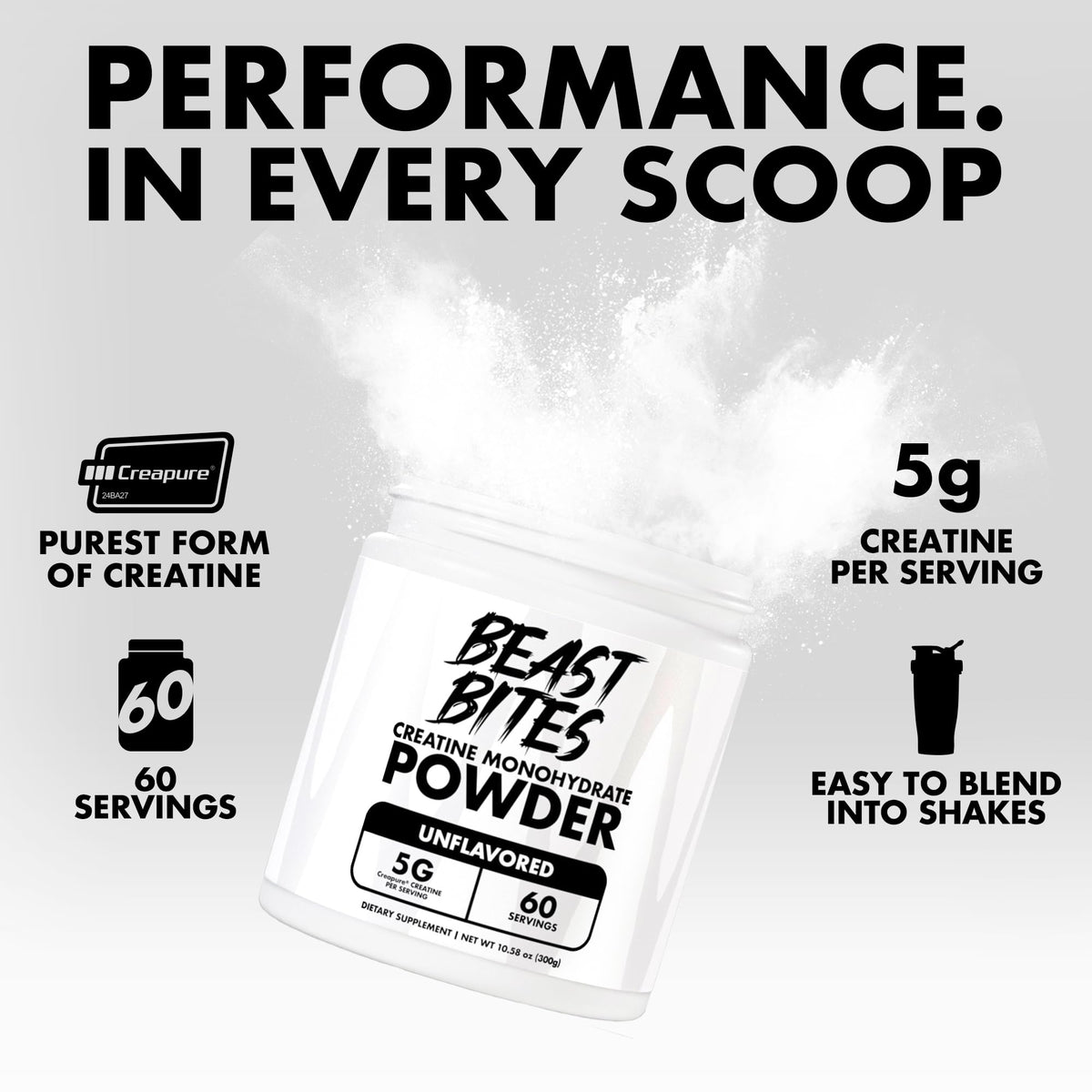 BEAST BITES Poudre de Créatine Monohydrate 372g vue arrière