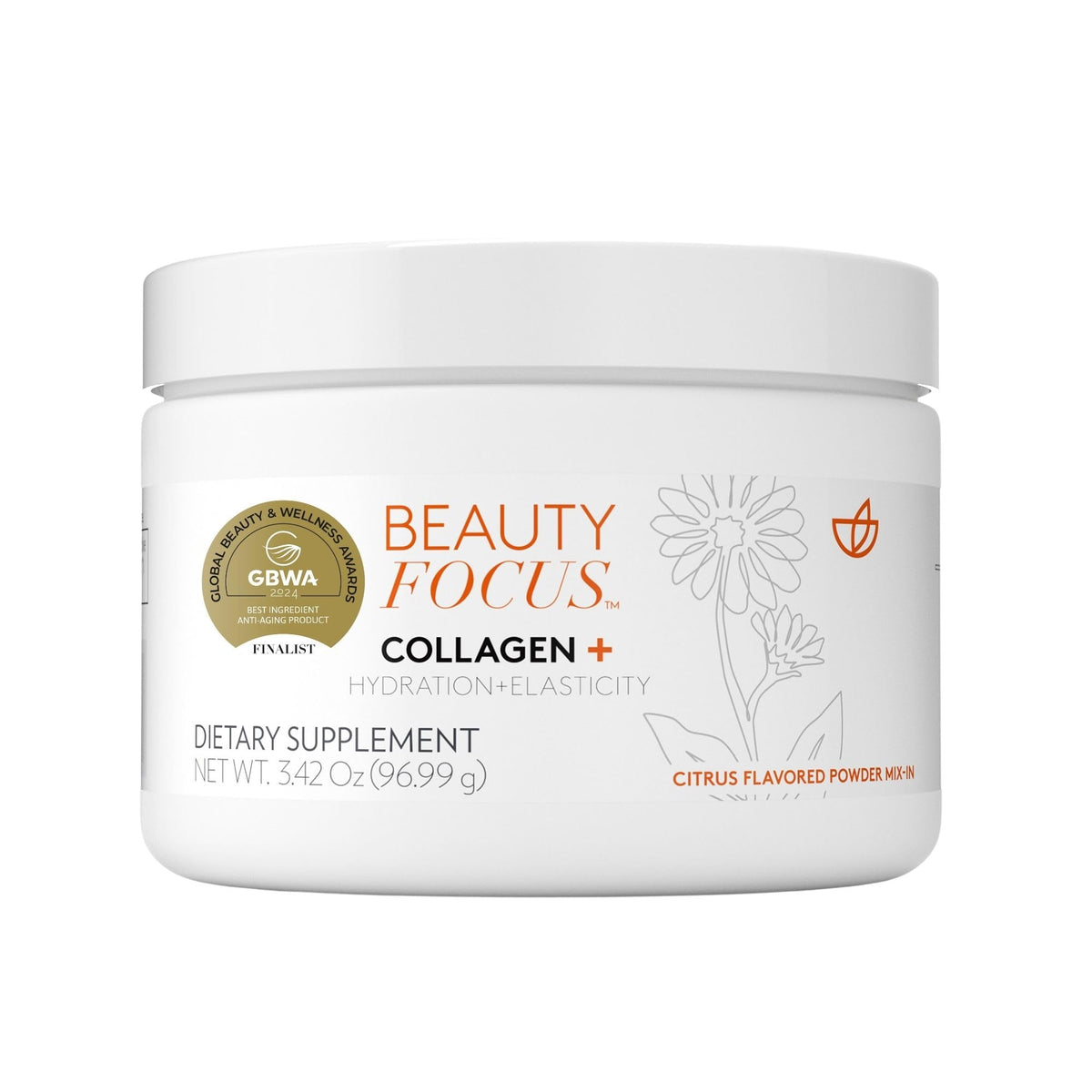Beauty Focus Collagen+ Poudre à Mélanger 150g avec étiquette et couleur citron