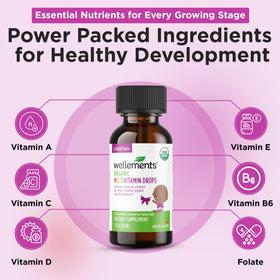 Bébé prenant des gouttes multivitamines avec une seringue