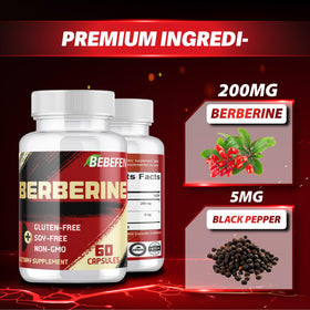 BEBEFEN Berberine HCL 60 Capsules Végétales avec un verre d'eau