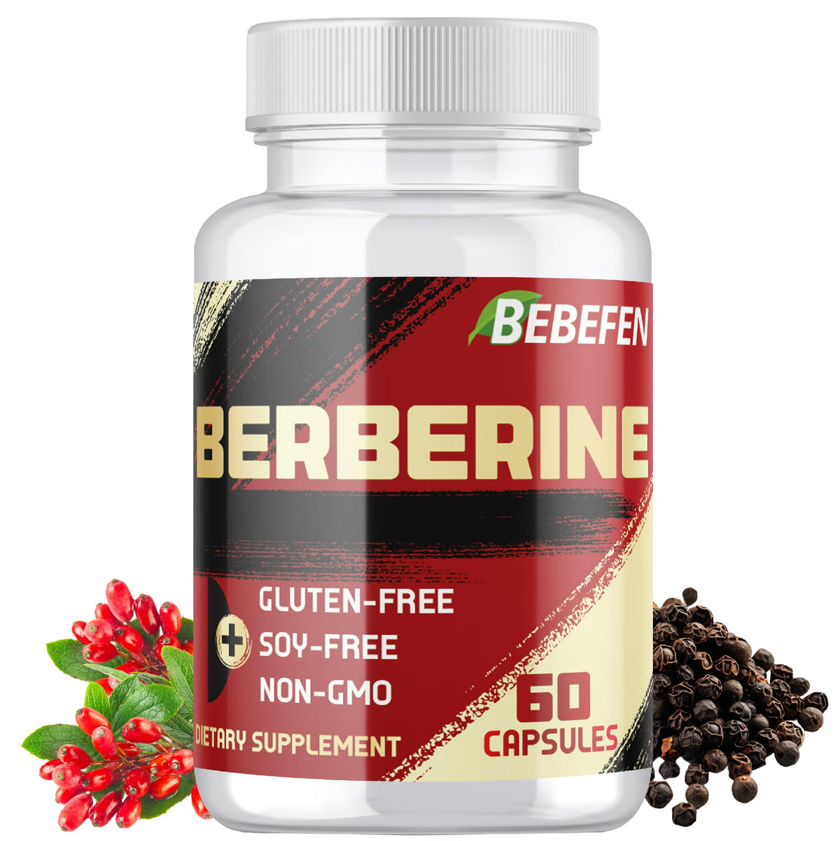 BEBEFEN Complément Alimentaire Berberine HCL 60 Capsules Végétales vue de face
