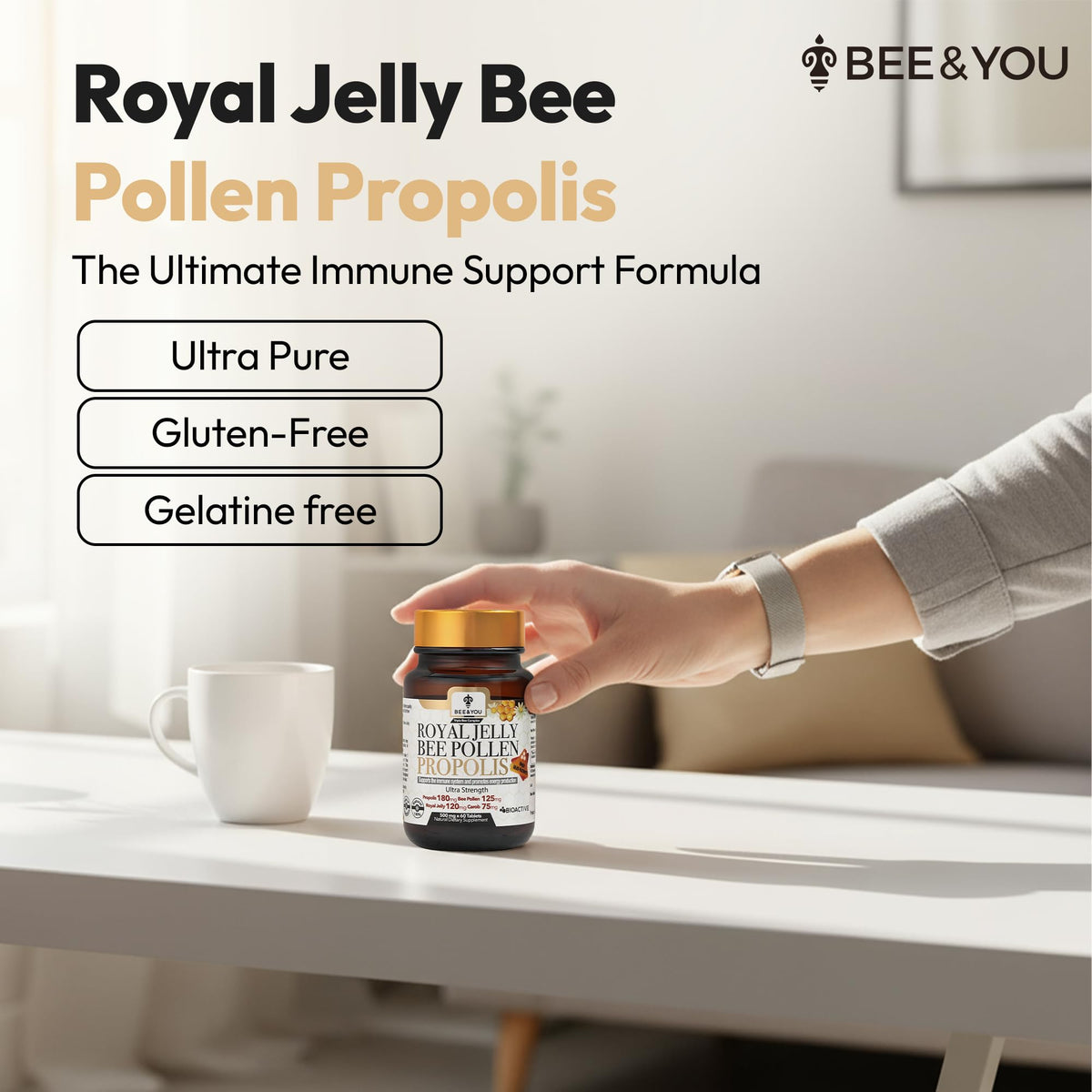 BEE & YOU Gelée Royale comprimés, vue de dessus