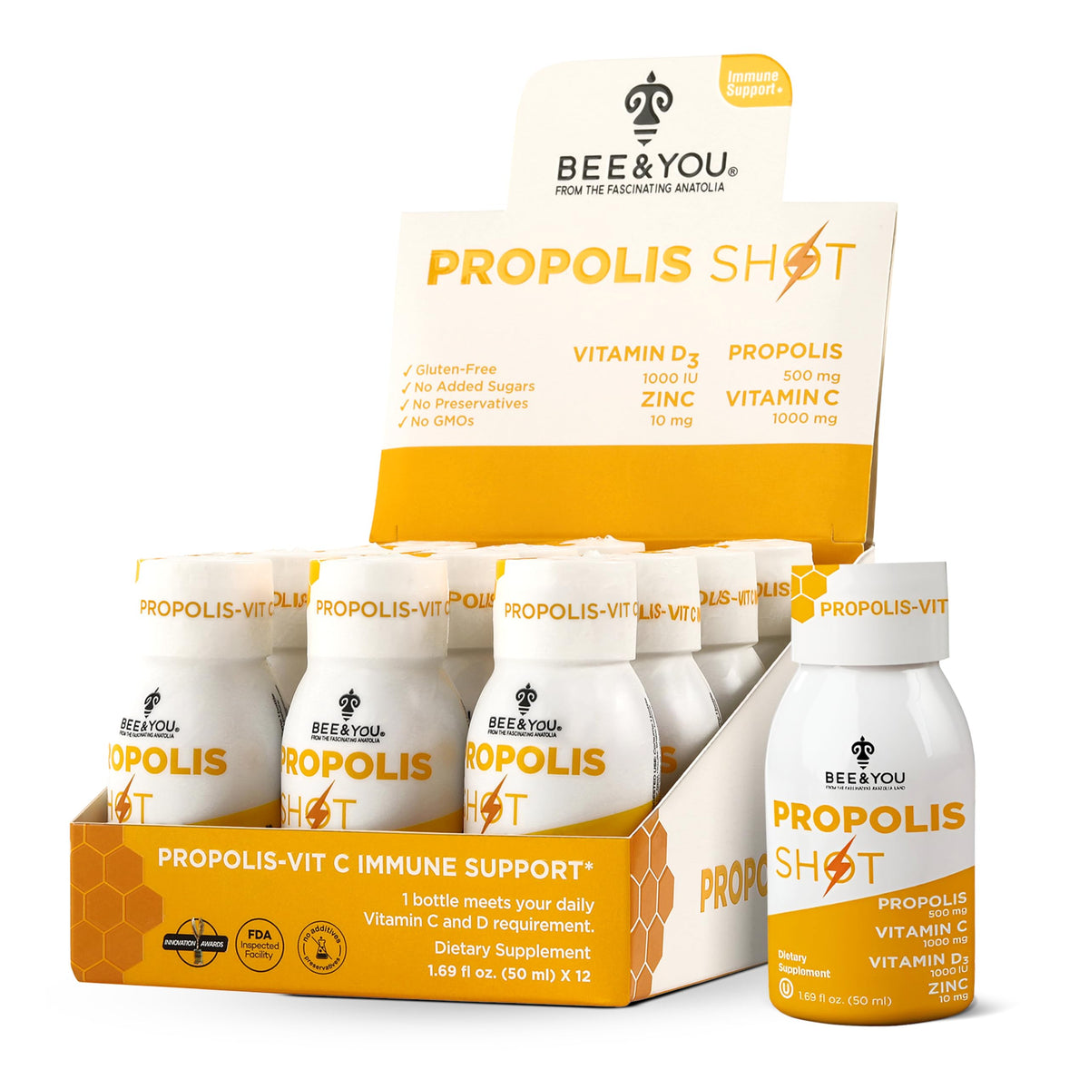BEE & YOU Propolis 100% naturel 12 flacons de 50 ml