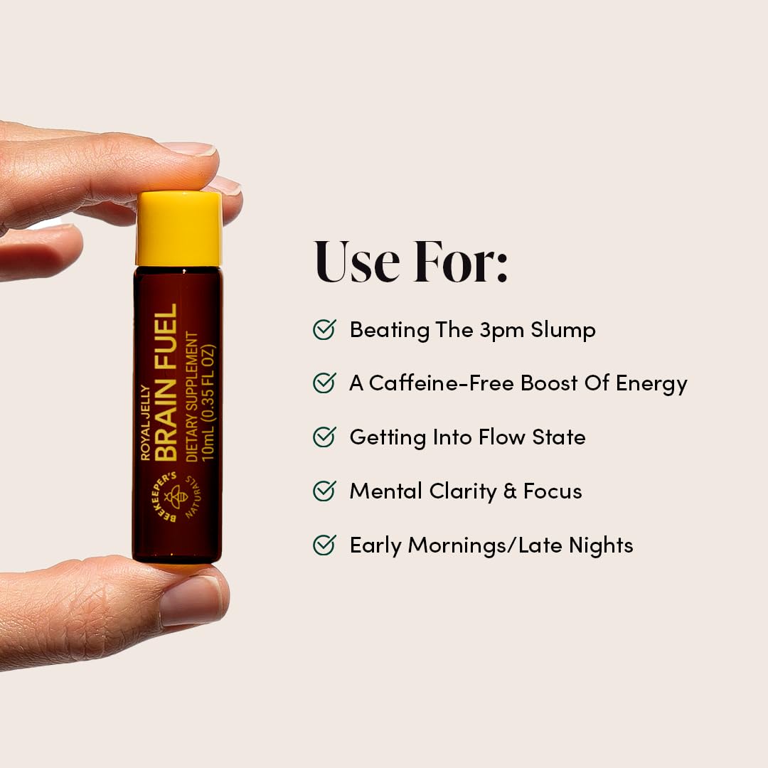 Beekeeper's Naturals Gelée Royale Énergie Cérébrale 6ct présentation des vials