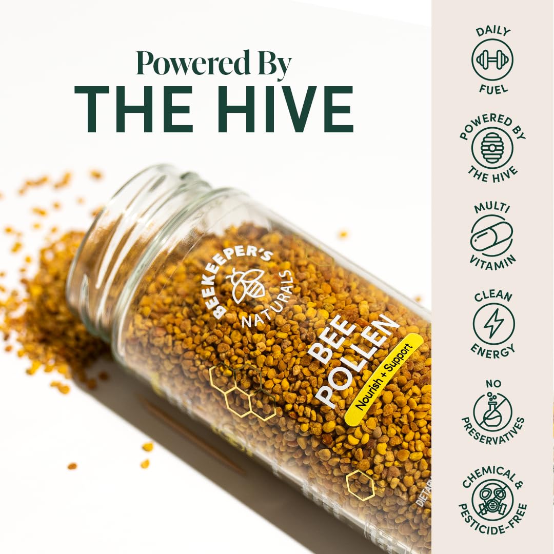 Beekeeper's Naturals Pollen de Fleurs cru 330g étiquette détaillée