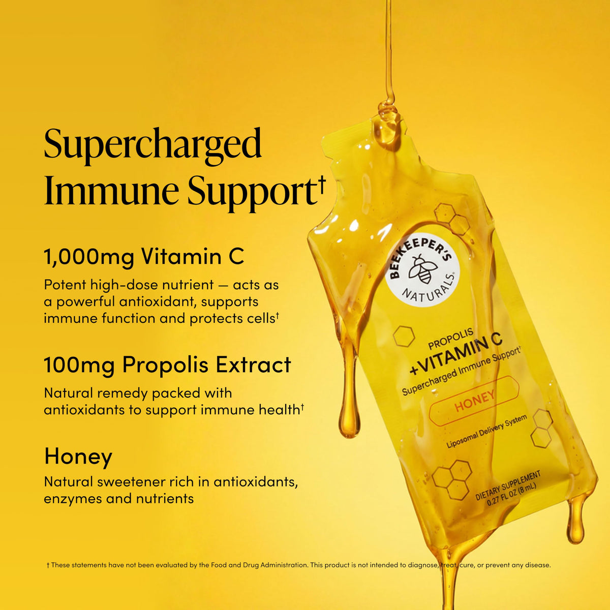 Beekeeper's Naturals Vitamine C 1000mg en sachets sur une table