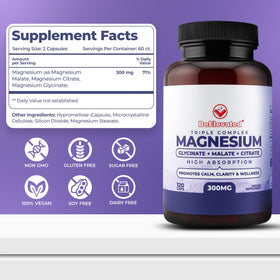 BeElevated complexe de magnésium triplet 120 capsules dans un flacon