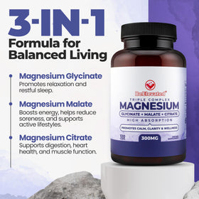 BeElevated complexe de magnésium triplet 120 capsules sur une table