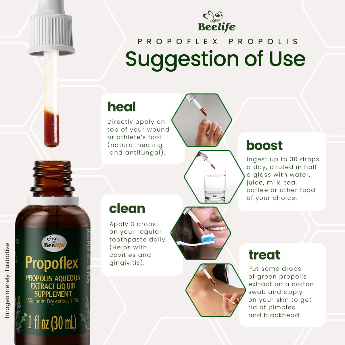 Beelife Extrait de Propolis Verte 50g étiquette détaillée