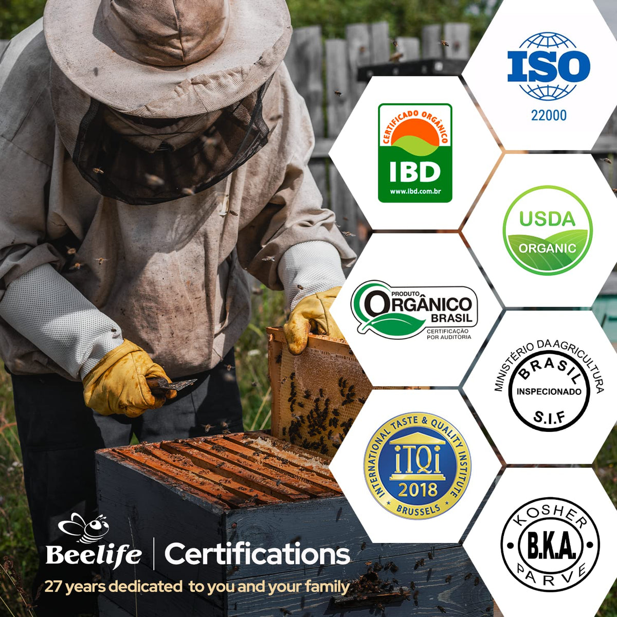 Beelife Extrait de Propolis Verte 50g goutte dans une cuillère