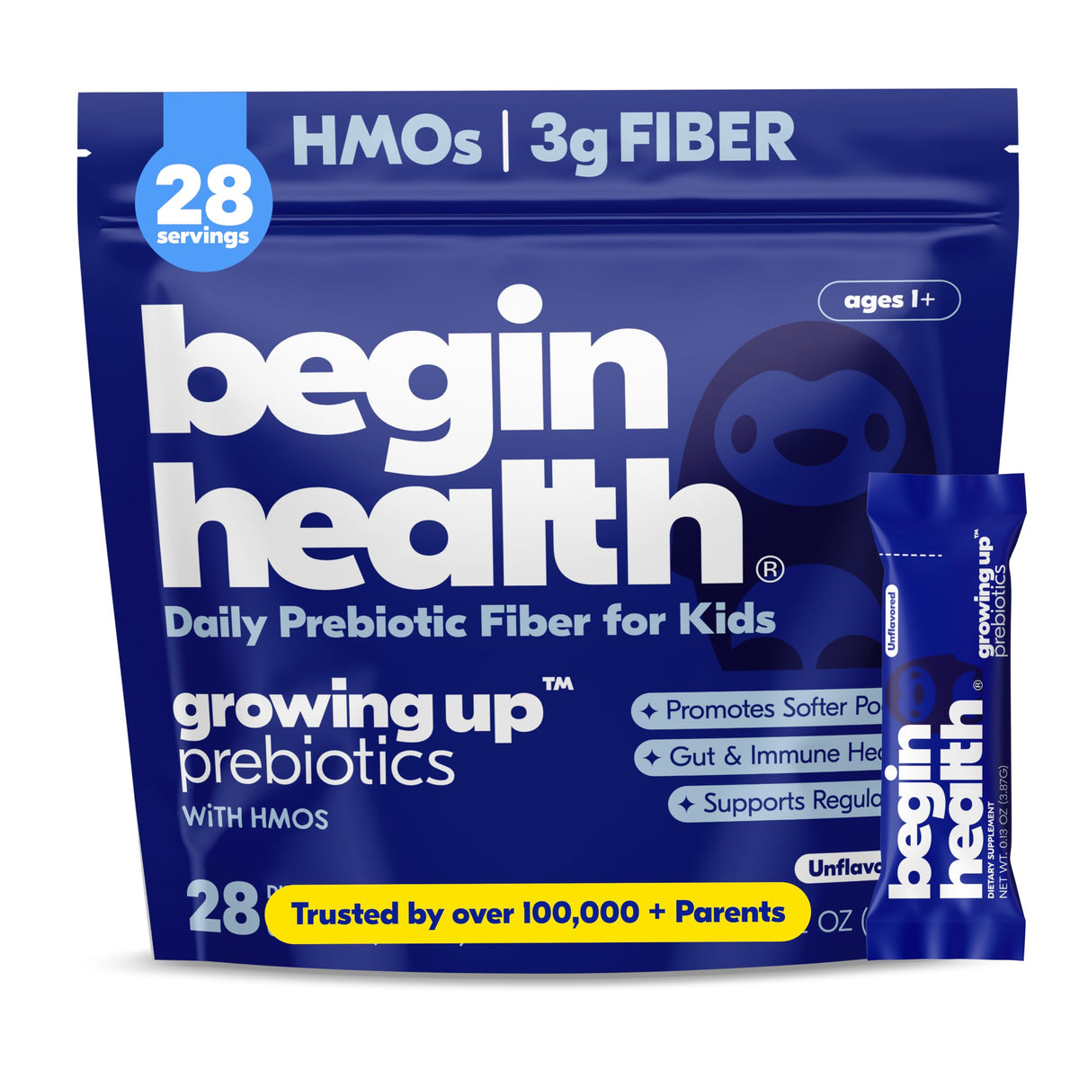 Begin Health prébiotiques pour enfants 28 sachets en emballage