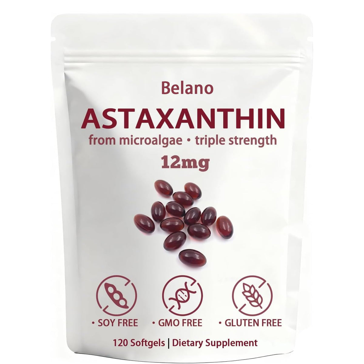 Belano Astaxanthin 12mg gélules en sachet de 120 unités