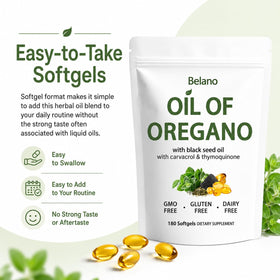 Belano gélules d'huile d'origan et de nigelle ouvertes