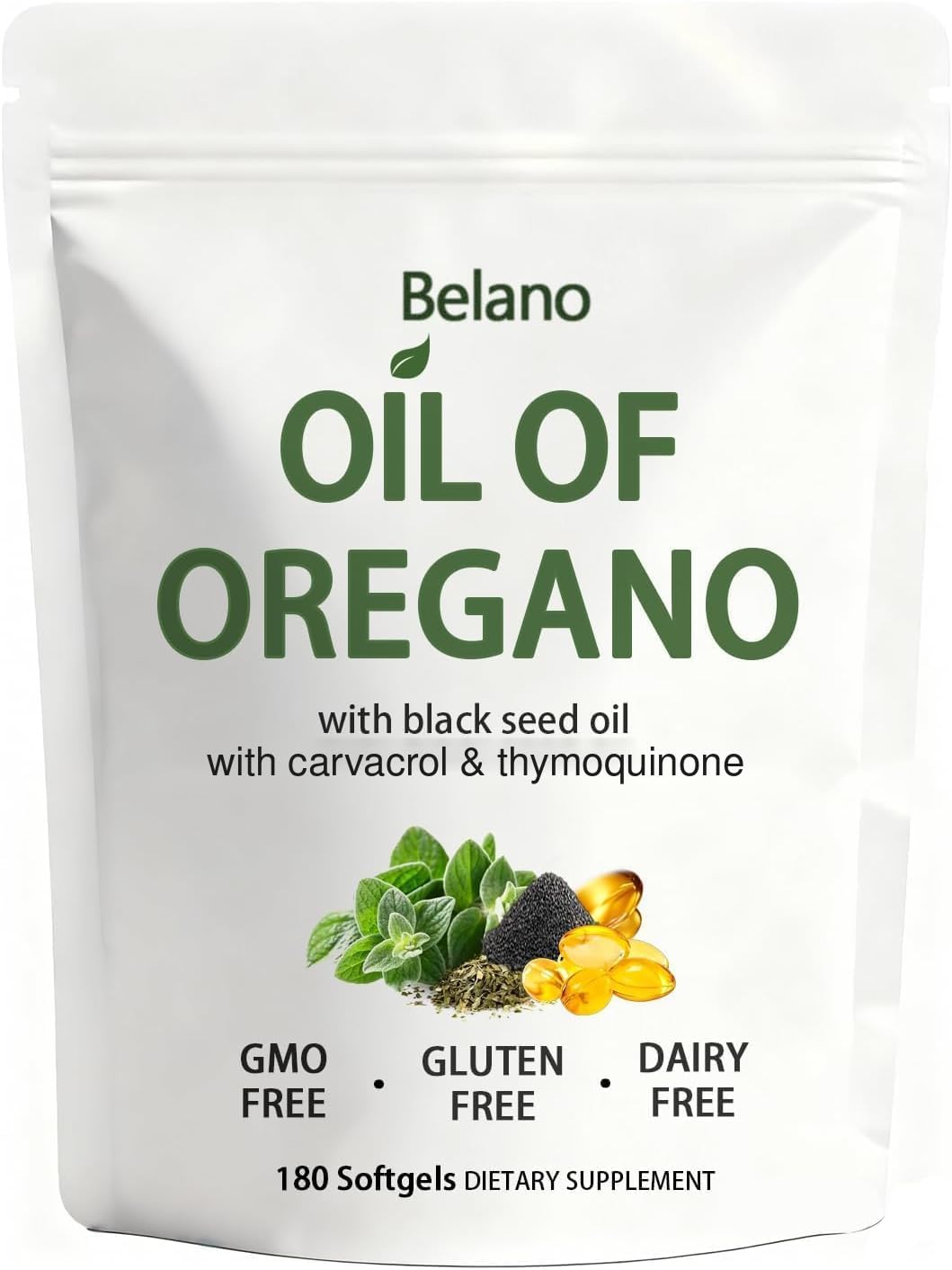 Belano Huile d'Origan et Huile de Nigelle gélules, vue de face