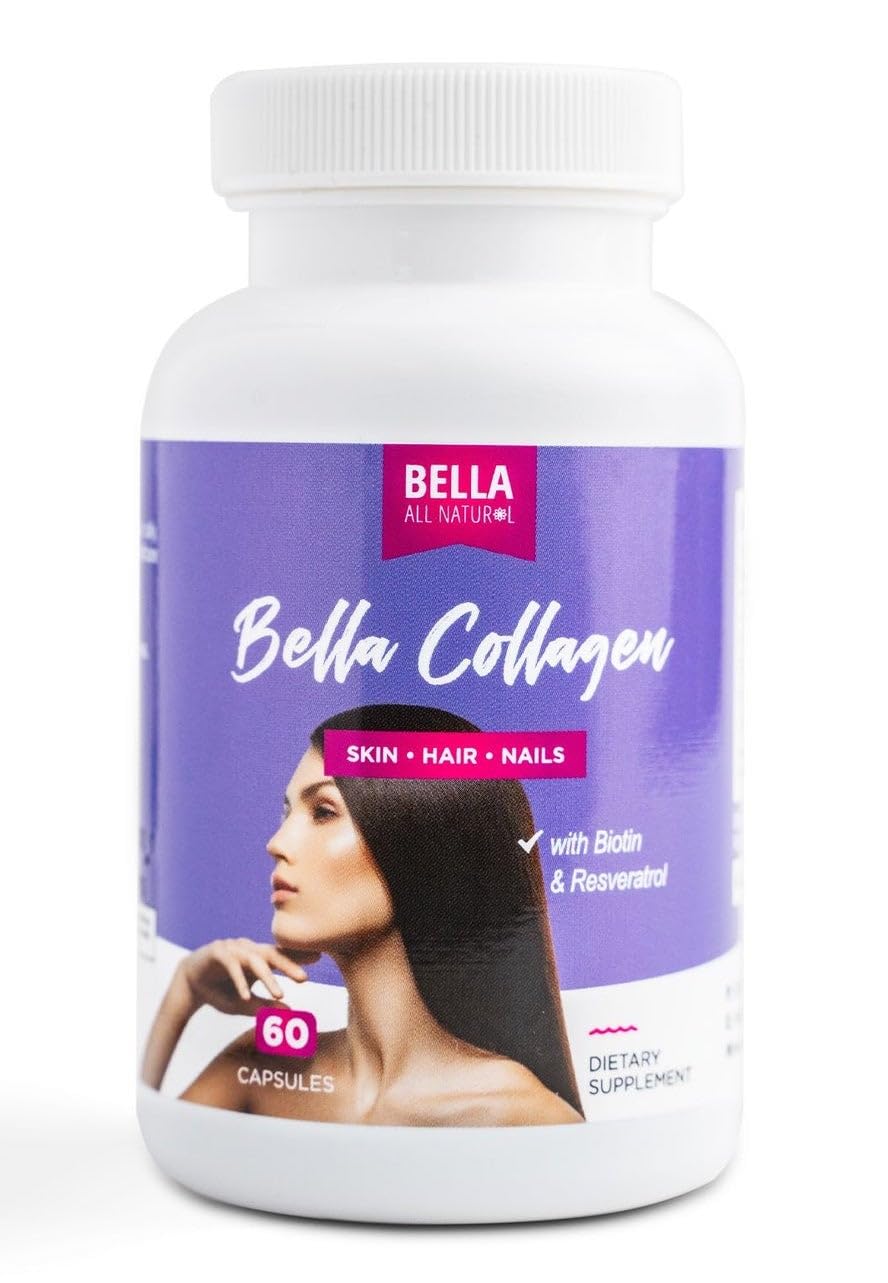 Bella All Natural Collagen 60 capsules vue de face avec étiquette