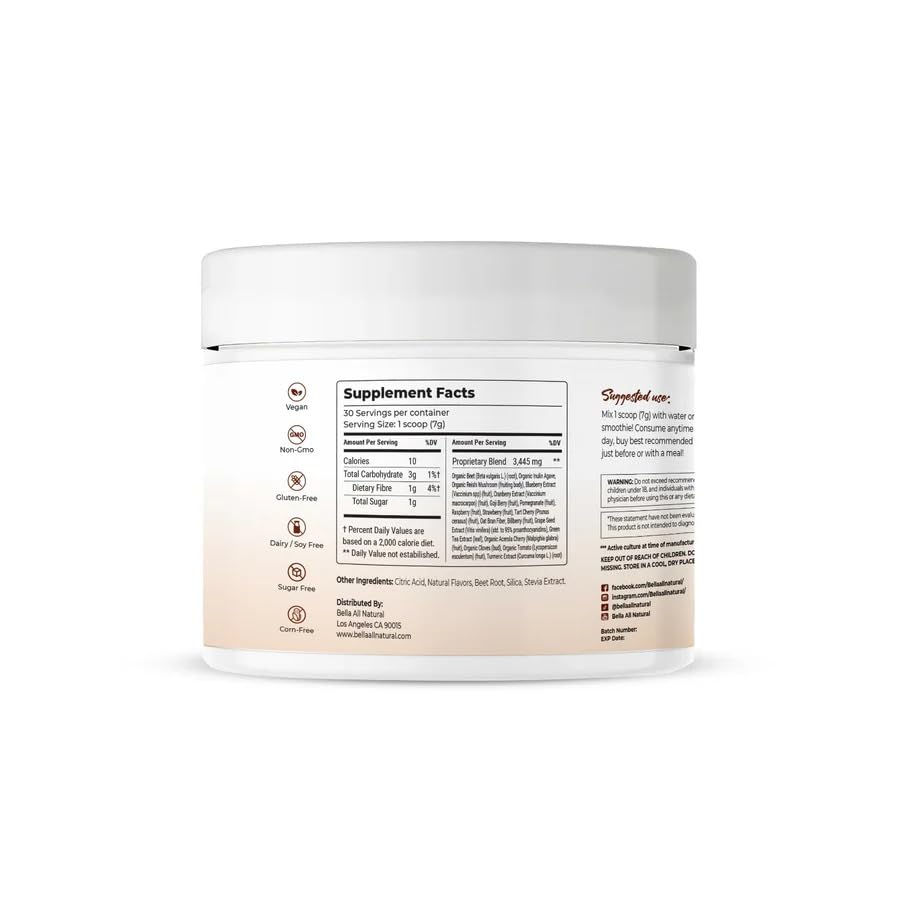 Bella All Natural Ganoderma 191g avec une cuillère doseuse