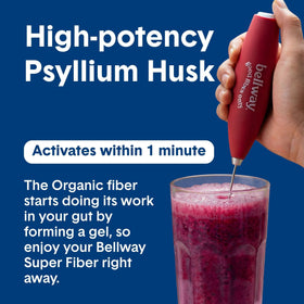 Bellway Super Fiber + Fruit Poudre de Psyllium Bio 431g en préparation dans un verre