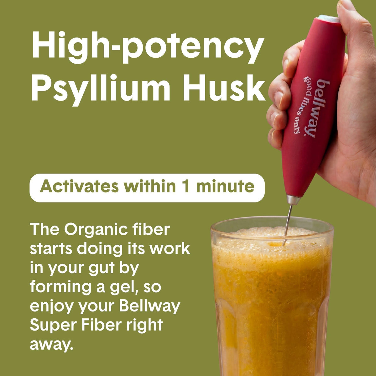 Bellway Super Fiber + Fruit Poudre de Psyllium Bio 447g, en préparation dans un bol