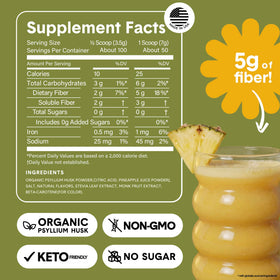 Bellway Super Fiber + Fruit Poudre de Psyllium Bio 447g, étiquette des ingrédients
