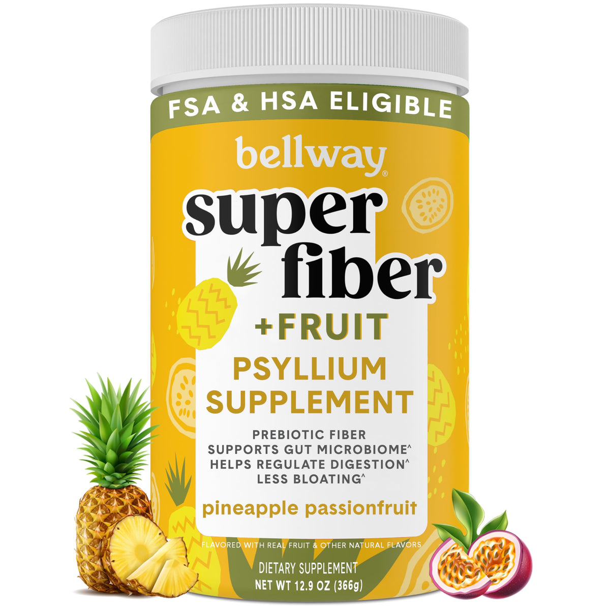 Bellway Super Fiber + Fruit Poudre de Psyllium Bio 447g, vue de face