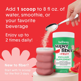Bellway Super Fiber + Fruit Poudre de Psyllium Bio 472g avec fruits