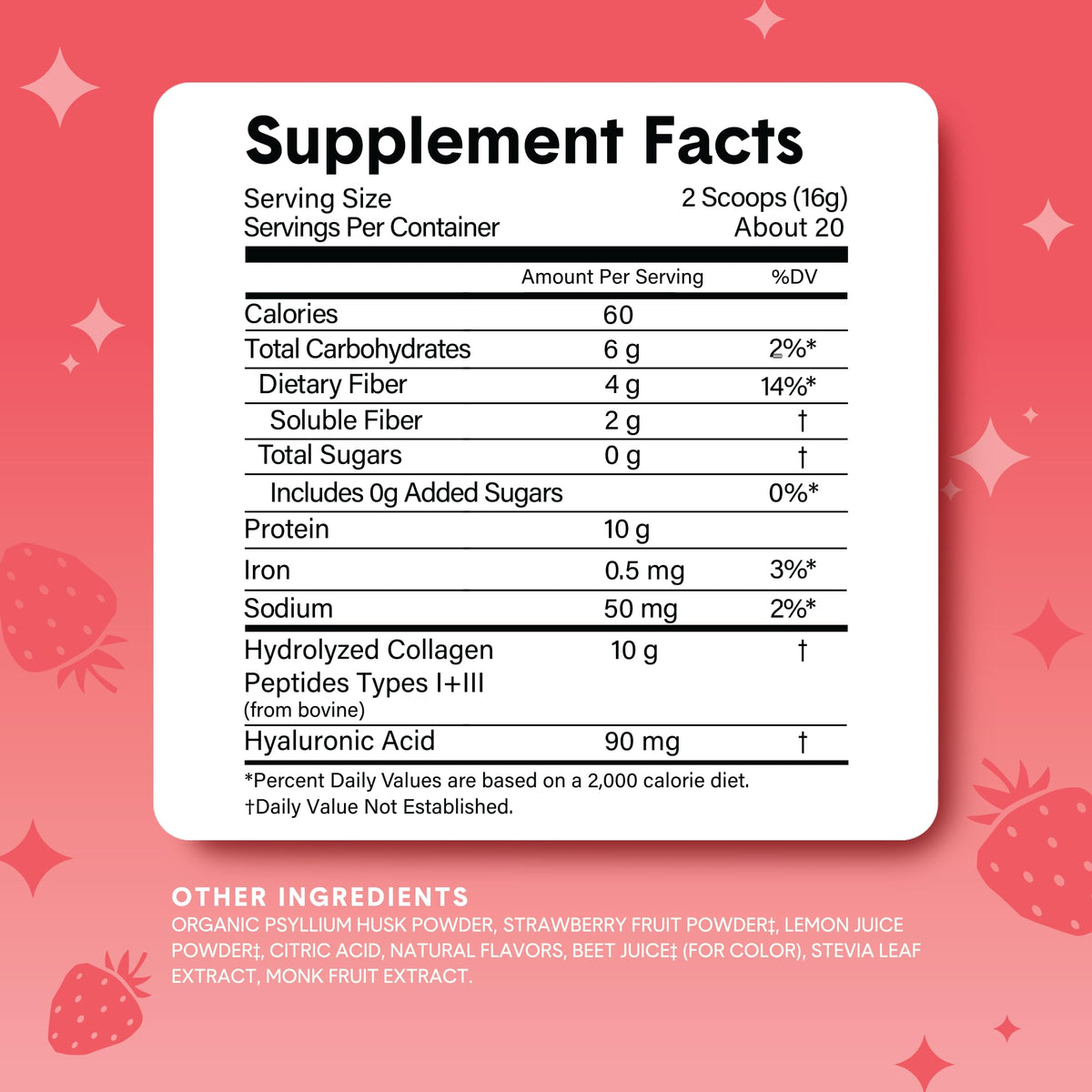 Bellway Super Fiber Powder + Collagen 422g ingredients list