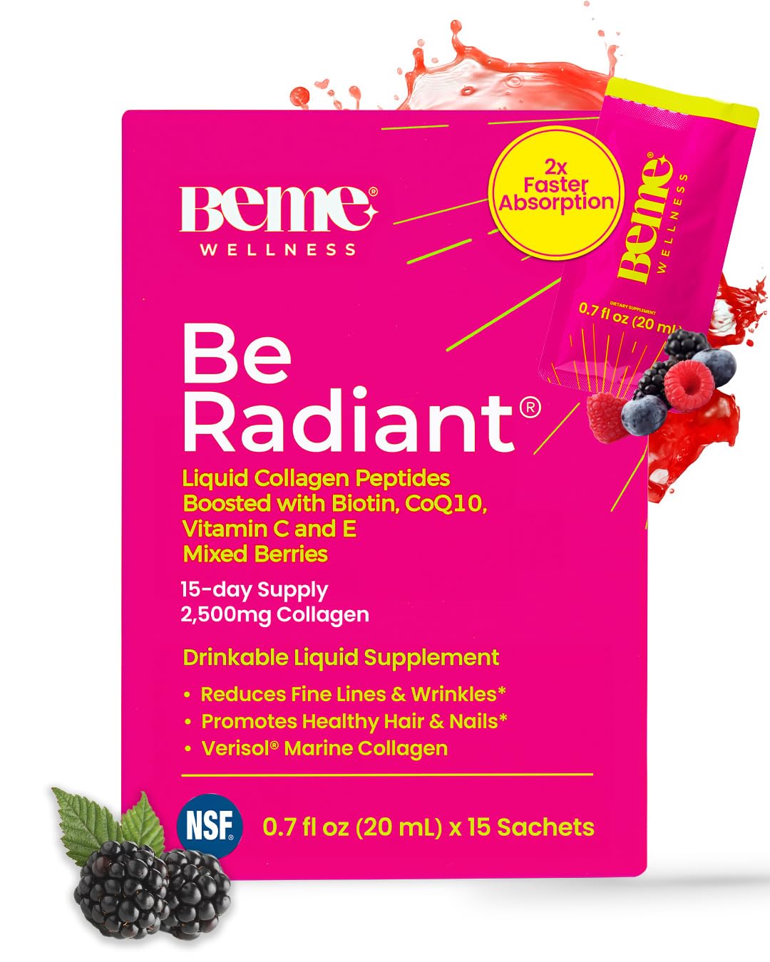 BeMe Glow sachets de collagène marin VERISOL saveur baies mixées