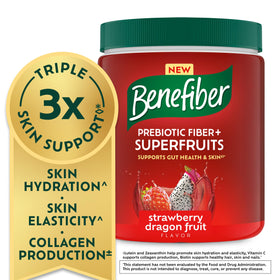 Benefiber Prébiotique Superfruits mélange dans un verre d'eau