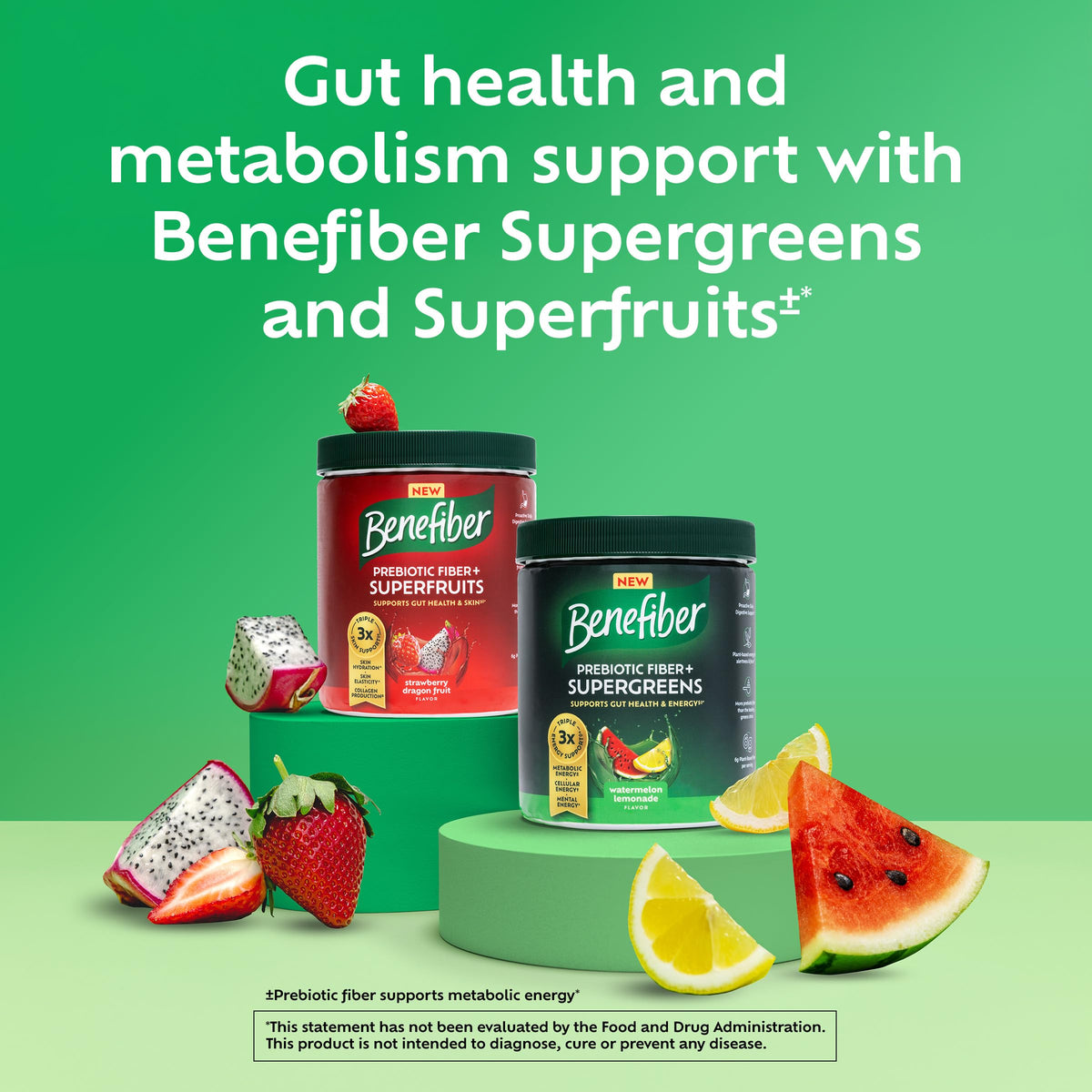Benefiber Prébiotique Supergreens 250g étiquette avec informations nutritionnelles