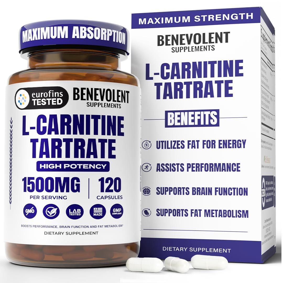 Benevolent L-Carnitine 1500mg 120 Capsules vue de face