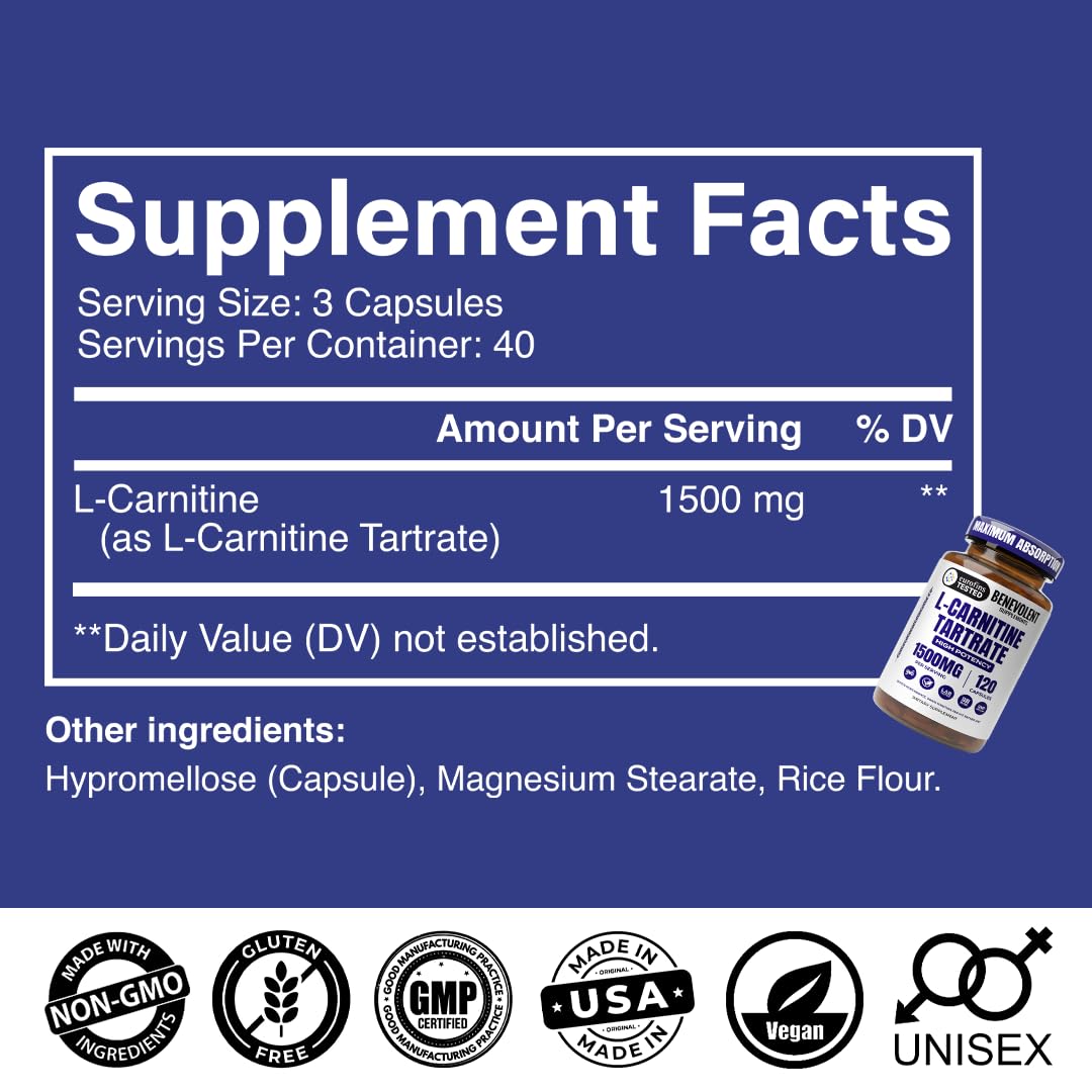 Benevolent L-Carnitine 1500mg capsules végétales