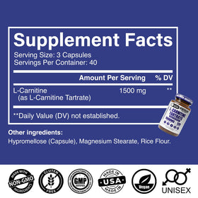 Benevolent L-Carnitine 1500mg capsules végétales