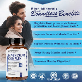 Benevolent Nourishment Complexe Magnésium 500mg 120 Capsules avec une main