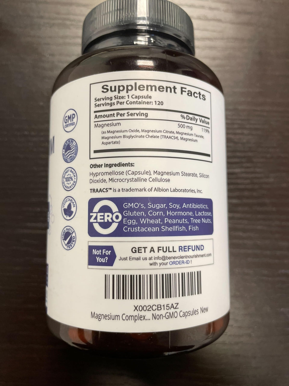 Benevolent Nourishment Complexe Magnésium 500mg 120 Capsules en usage
