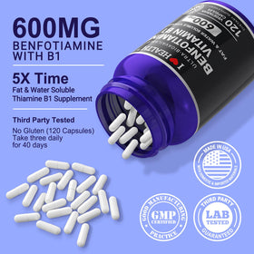 Benfotiamine 600mg I LOVE HEALTH capsules with dosage information