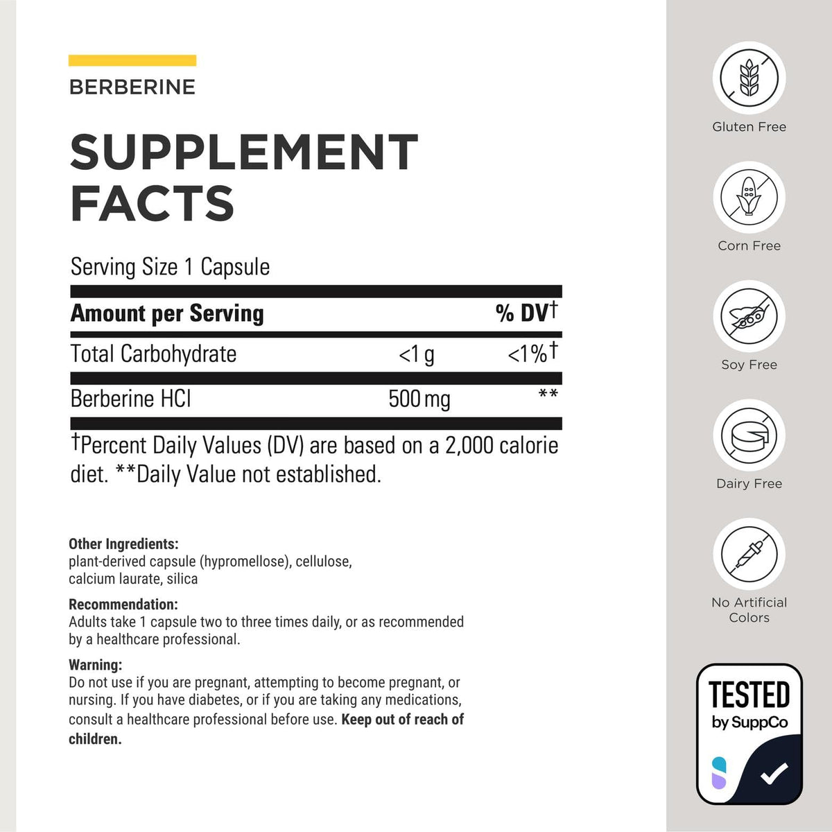 Berberine 1500mg Integrative Therapeutics capsules sur fond blanc