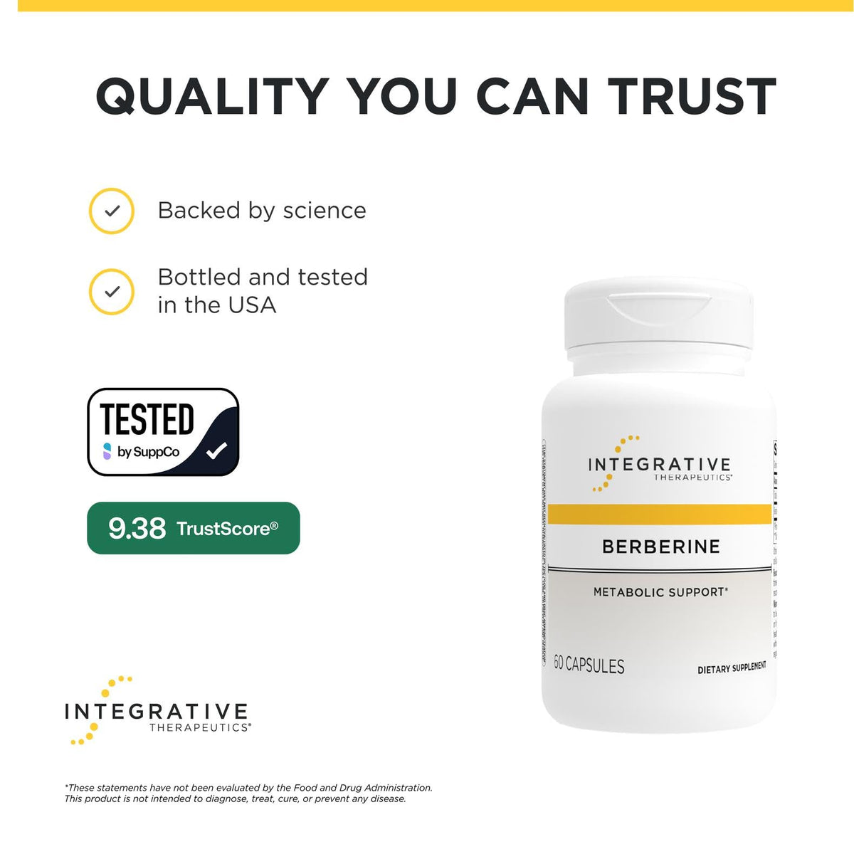 Berberine 1500mg Integrative Therapeutics vue de dessus