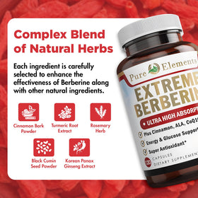 Berberine 500mg Pure Organic Elements capsules close-up