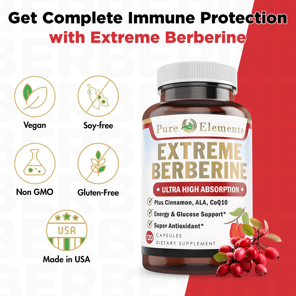 Berberine 500mg Pure Organic Elements ingredients list