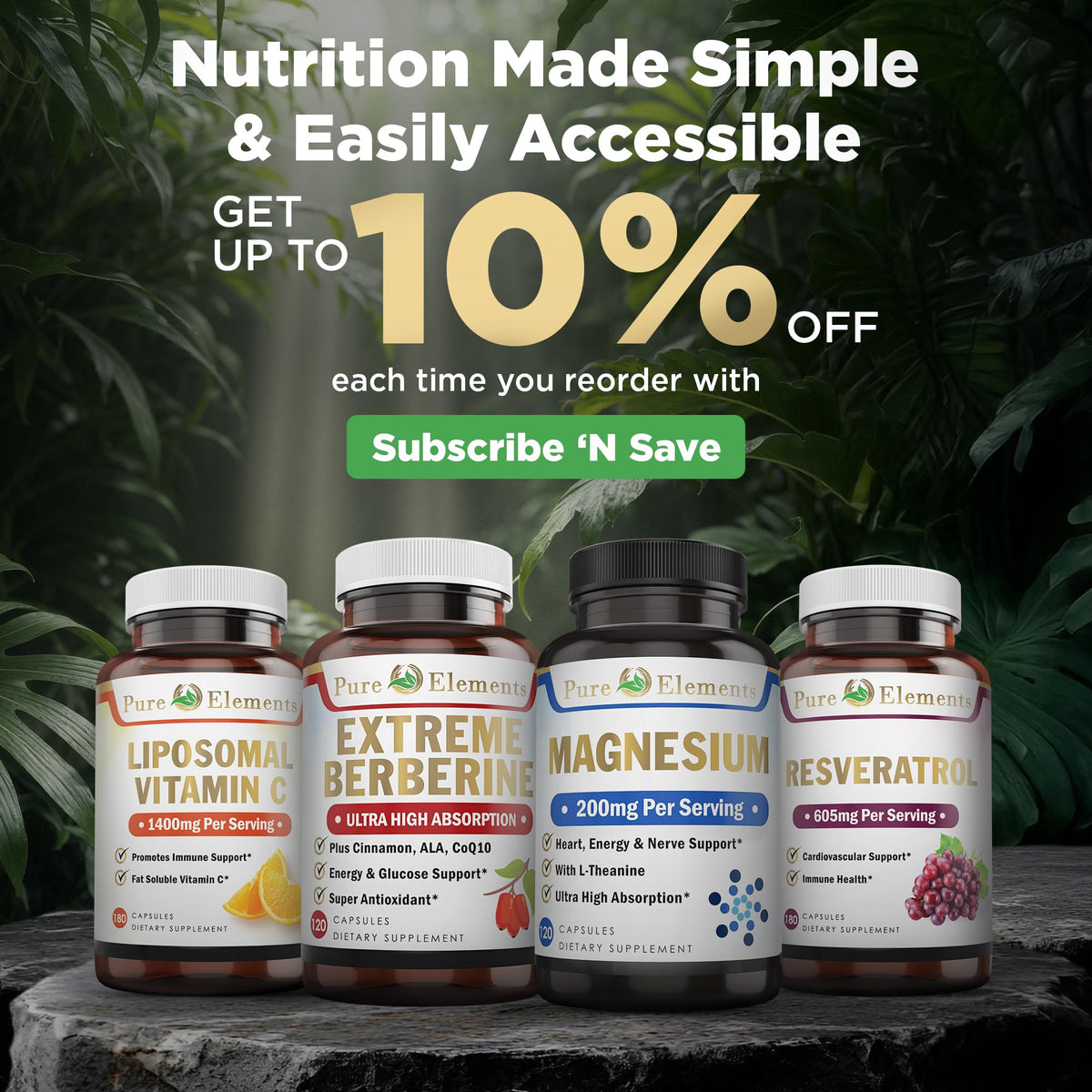 Berberine 500mg Pure Organic Elements product with measuring spoon